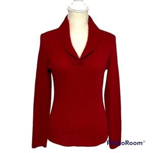 Sarah Spencer Luxurious Dark red angora blend shawl collar contemporary sweater
